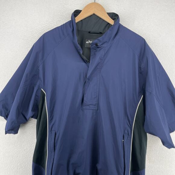FOOTJOY Jacket Mens L DryJoys Golf Rain Windbreaker 1/4 Zip Short Sleeve Blue - Picture 3 of 15
